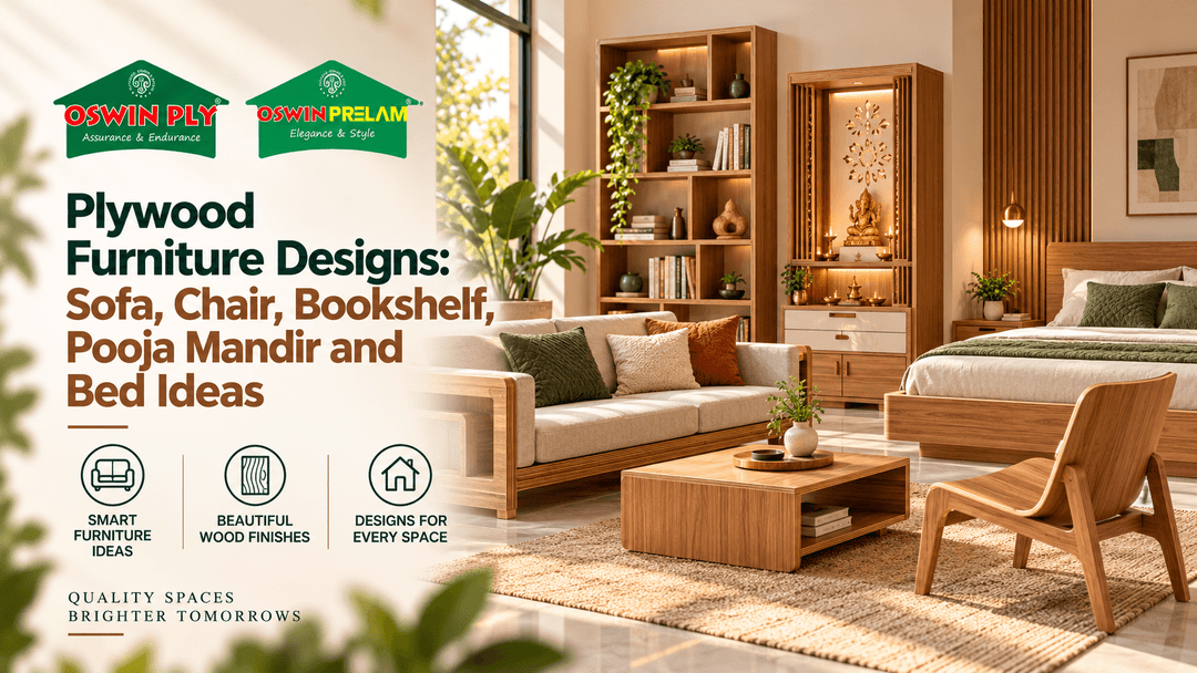 Plywood Furniture Designs: Sofa, Chair, Bookshelf, Pooja Mandir and Bed Ideas